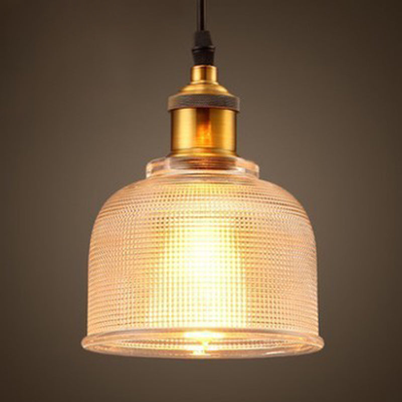 1 Light Bell Pendant Lamp Vintage Industrial Ribbed Glass Hanging Lamp for Dining Room Table Clear Clearhalo 'Ceiling Lights' 'Glass shade' 'Glass' 'Industrial Pendants' 'Industrial' 'Middle Century Pendants' 'Pendant Lights' 'Pendants' 'Tiffany' Lighting' 2588641