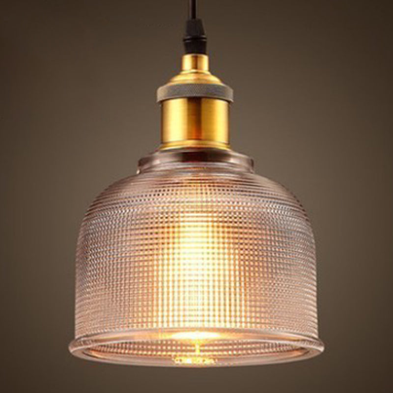 1 Light Bell Pendant Lamp Vintage Industrial Ribbed Glass Hanging Lamp for Dining Room Table Smoke Gray Clearhalo 'Ceiling Lights' 'Glass shade' 'Glass' 'Industrial Pendants' 'Industrial' 'Middle Century Pendants' 'Pendant Lights' 'Pendants' 'Tiffany' Lighting' 2588642
