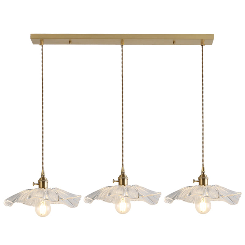 Flower Shape Shade Ceiling Pendant Lamp Vintage Industrial Clear Glass Hanging Light 3 Clear Clearhalo 'Ceiling Lights' 'Glass shade' 'Glass' 'Industrial Pendants' 'Industrial' 'Middle Century Pendants' 'Pendant Lights' 'Pendants' 'Tiffany' Lighting' 2588653