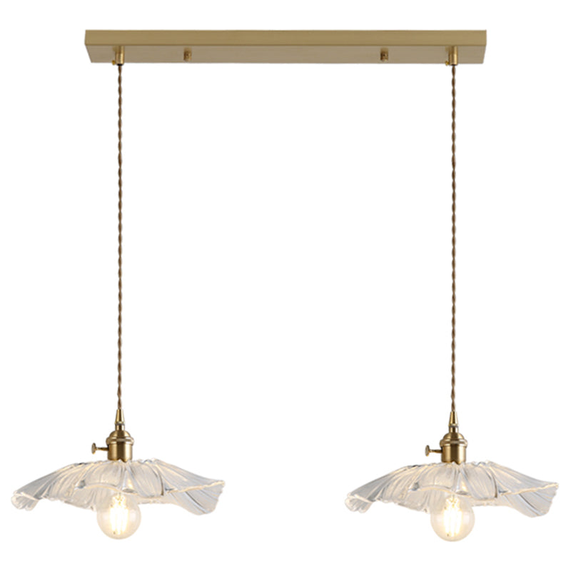 Flower Shape Shade Ceiling Pendant Lamp Vintage Industrial Clear Glass Hanging Light 2 Clear Clearhalo 'Ceiling Lights' 'Glass shade' 'Glass' 'Industrial Pendants' 'Industrial' 'Middle Century Pendants' 'Pendant Lights' 'Pendants' 'Tiffany' Lighting' 2588654