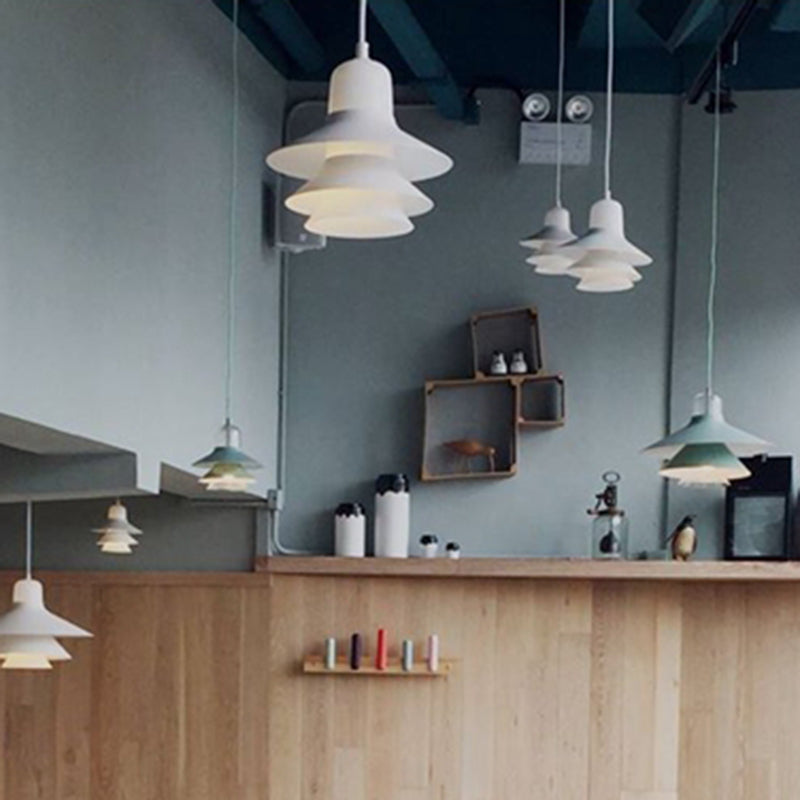 1 Light Layered Concentric Tiers Shade Pendant Lamp Nordic Style Metal Hanging Lamp for Bedroom Clearhalo 'Ceiling Lights' 'Modern Pendants' 'Modern' 'Pendant Lights' 'Pendants' Lighting' 2588721