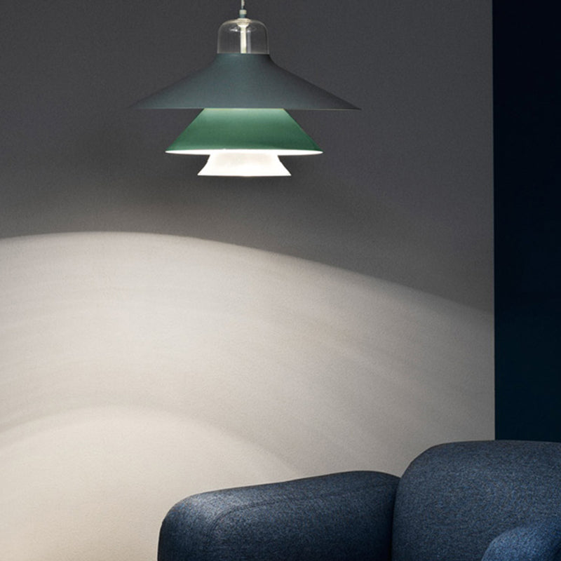 1 Light Layered Concentric Tiers Shade Pendant Lamp Nordic Style Metal Hanging Lamp for Bedroom Clearhalo 'Ceiling Lights' 'Modern Pendants' 'Modern' 'Pendant Lights' 'Pendants' Lighting' 2588723