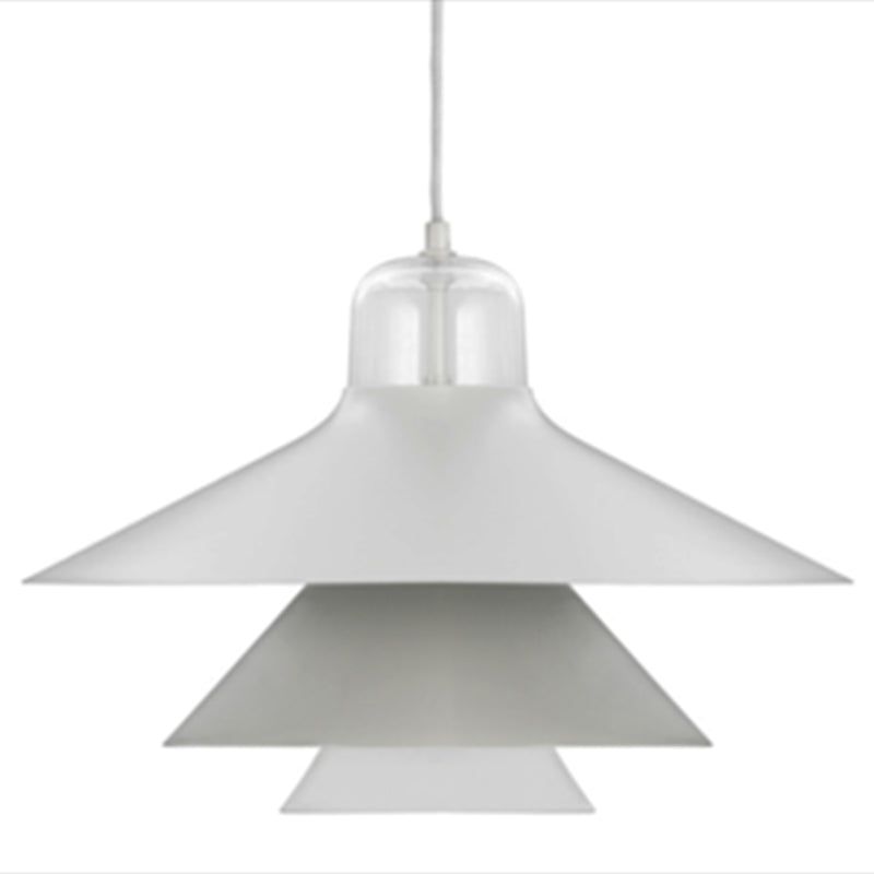 1 Light Layered Concentric Tiers Shade Pendant Lamp Nordic Style Metal Hanging Lamp for Bedroom Grey 16" Clearhalo 'Ceiling Lights' 'Modern Pendants' 'Modern' 'Pendant Lights' 'Pendants' Lighting' 2588732