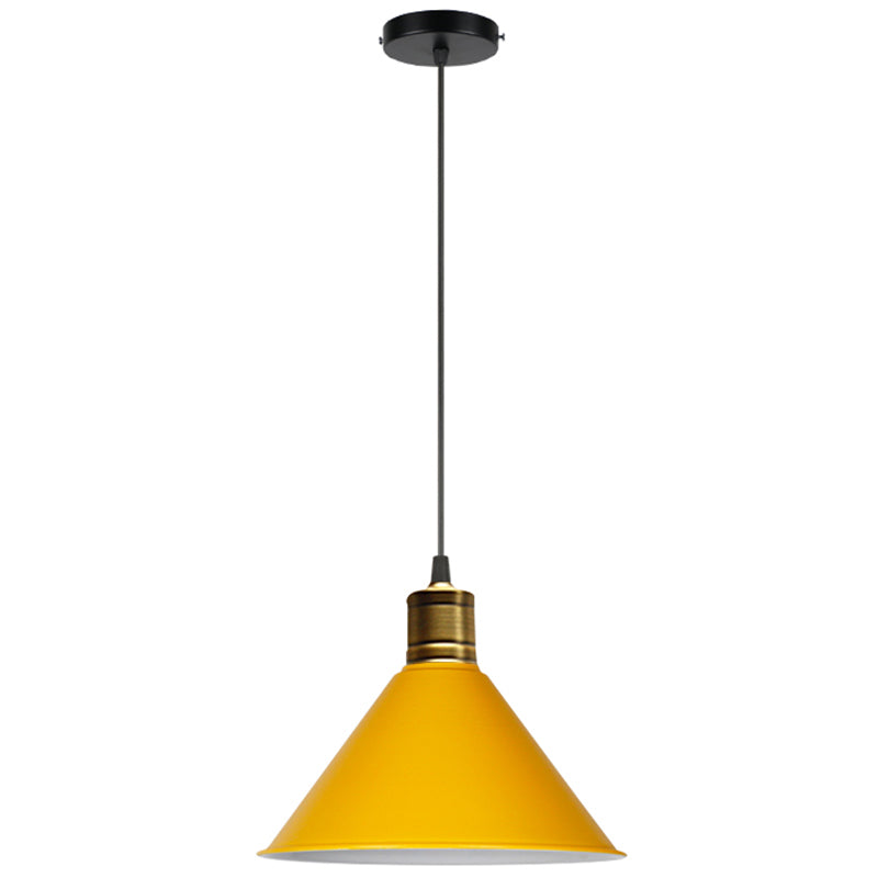 Metal Tapered Hanging Light Nordic Modern Style 1 Light Restaurant Ceiling Pendant Lamp Yellow 12" Clearhalo 'Art Deco Pendants' 'Black' 'Cast Iron' 'Ceiling Lights' 'Ceramic' 'Crystal' 'Industrial Pendants' 'Industrial' 'Metal' 'Middle Century Pendants' 'Pendant Lights' 'Pendants' 'Rustic Pendants' 'Tiffany' Lighting' 2588737