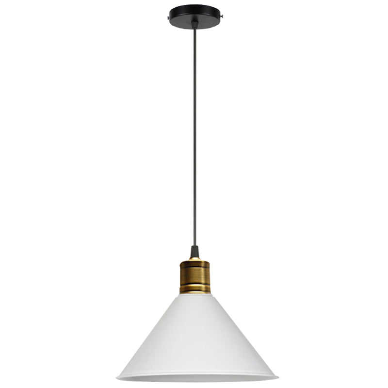 Metal Tapered Hanging Light Nordic Modern Style 1 Light Restaurant Ceiling Pendant Lamp White 12" Clearhalo 'Art Deco Pendants' 'Black' 'Cast Iron' 'Ceiling Lights' 'Ceramic' 'Crystal' 'Industrial Pendants' 'Industrial' 'Metal' 'Middle Century Pendants' 'Pendant Lights' 'Pendants' 'Rustic Pendants' 'Tiffany' Lighting' 2588742