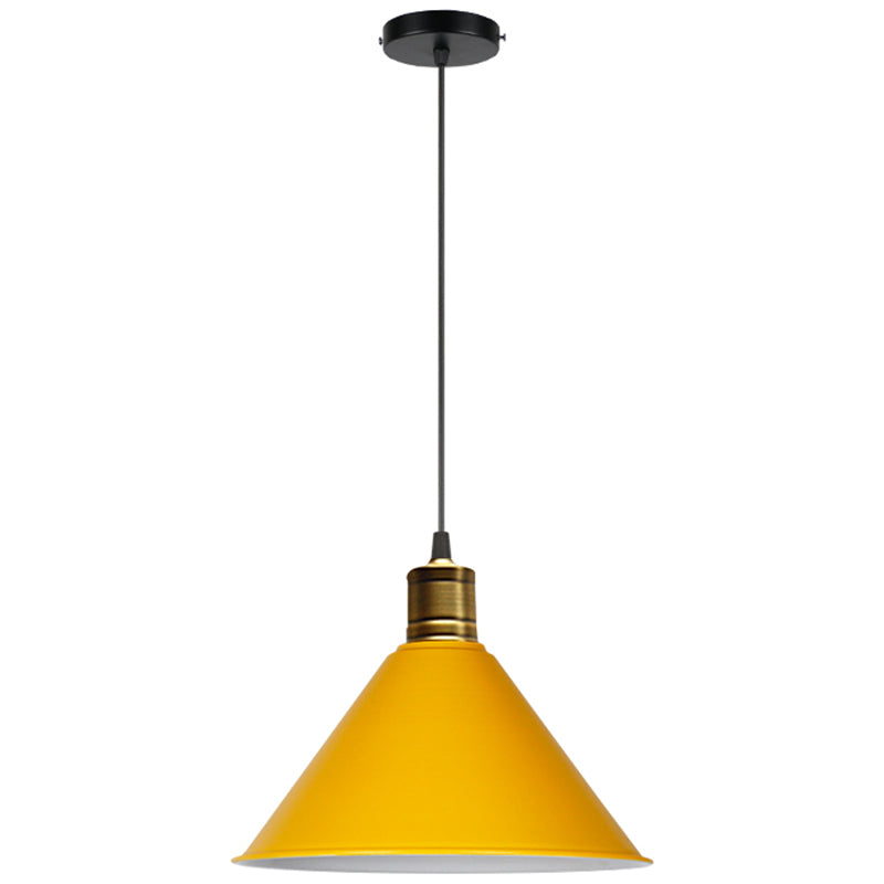 Metal Tapered Hanging Light Nordic Modern Style 1 Light Restaurant Ceiling Pendant Lamp Yellow 14" Clearhalo 'Art Deco Pendants' 'Black' 'Cast Iron' 'Ceiling Lights' 'Ceramic' 'Crystal' 'Industrial Pendants' 'Industrial' 'Metal' 'Middle Century Pendants' 'Pendant Lights' 'Pendants' 'Rustic Pendants' 'Tiffany' Lighting' 2588750