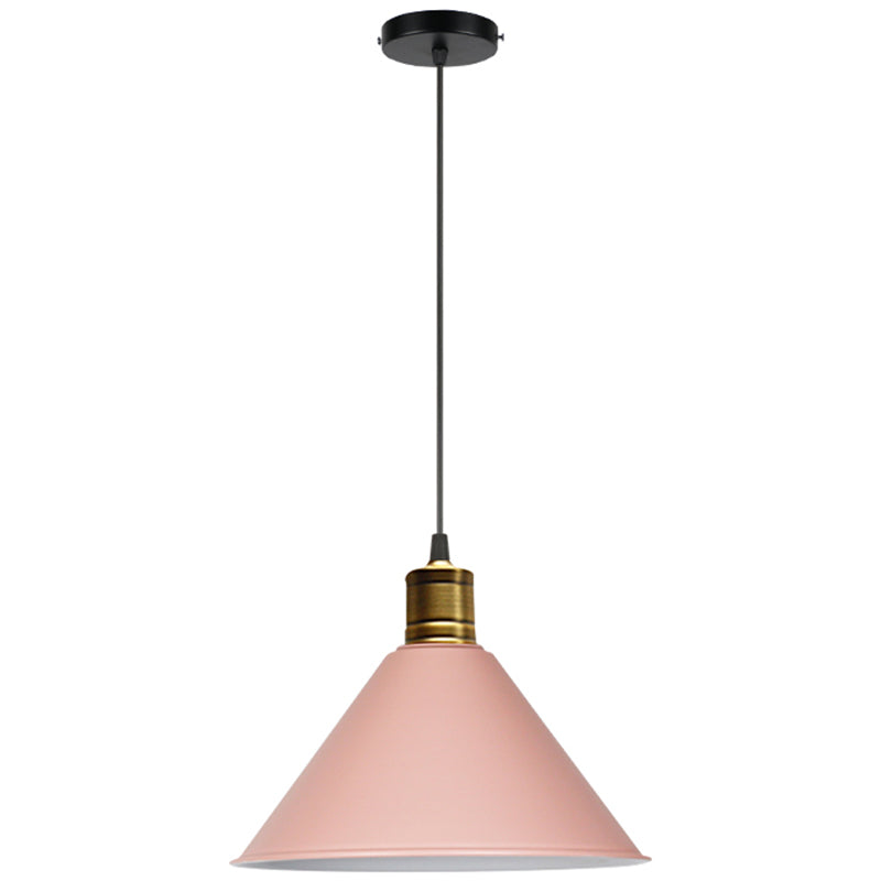 Metal Tapered Hanging Light Nordic Modern Style 1 Light Restaurant Ceiling Pendant Lamp Pink 14" Clearhalo 'Art Deco Pendants' 'Black' 'Cast Iron' 'Ceiling Lights' 'Ceramic' 'Crystal' 'Industrial Pendants' 'Industrial' 'Metal' 'Middle Century Pendants' 'Pendant Lights' 'Pendants' 'Rustic Pendants' 'Tiffany' Lighting' 2588753