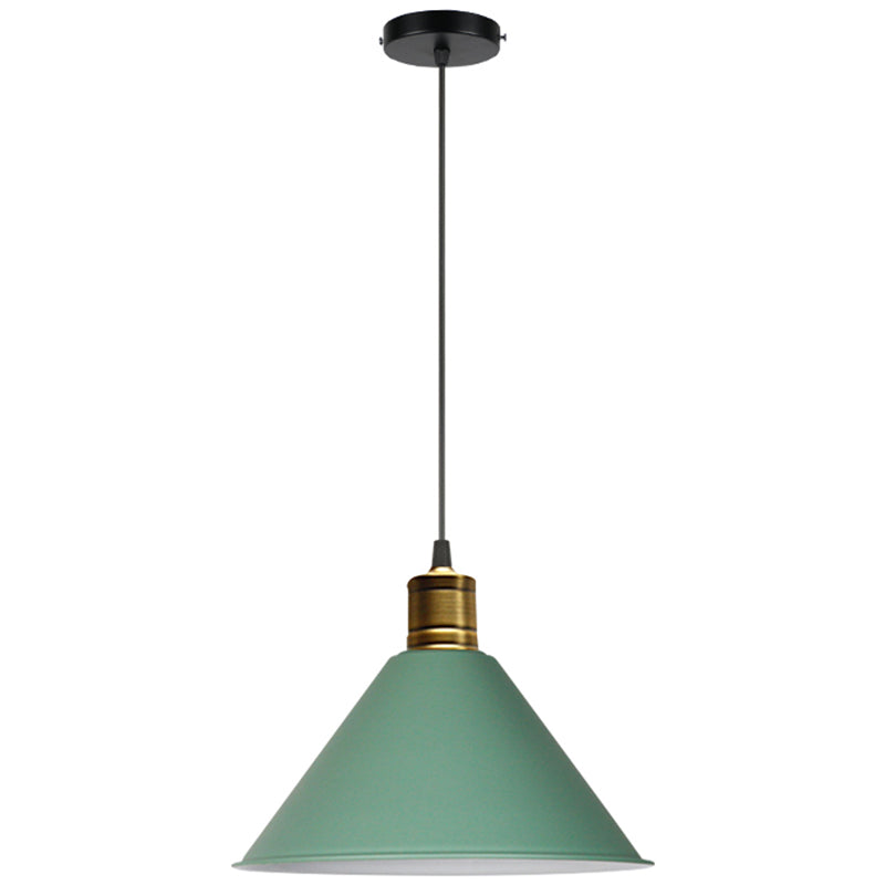 Metal Tapered Hanging Light Nordic Modern Style 1 Light Restaurant Ceiling Pendant Lamp Green 14" Clearhalo 'Art Deco Pendants' 'Black' 'Cast Iron' 'Ceiling Lights' 'Ceramic' 'Crystal' 'Industrial Pendants' 'Industrial' 'Metal' 'Middle Century Pendants' 'Pendant Lights' 'Pendants' 'Rustic Pendants' 'Tiffany' Lighting' 2588755
