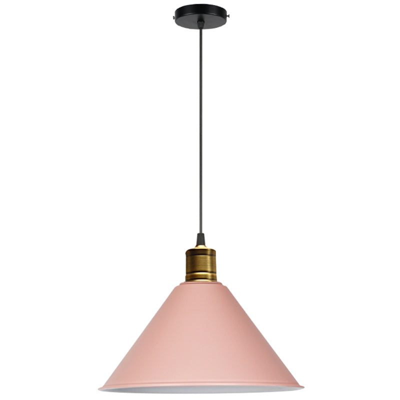 Metal Tapered Hanging Light Nordic Modern Style 1 Light Restaurant Ceiling Pendant Lamp Pink 16" Clearhalo 'Art Deco Pendants' 'Black' 'Cast Iron' 'Ceiling Lights' 'Ceramic' 'Crystal' 'Industrial Pendants' 'Industrial' 'Metal' 'Middle Century Pendants' 'Pendant Lights' 'Pendants' 'Rustic Pendants' 'Tiffany' Lighting' 2588767