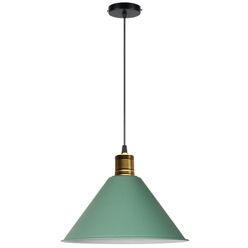 Metal Tapered Hanging Light Nordic Modern Style 1 Light Restaurant Ceiling Pendant Lamp Green 16" Clearhalo 'Art Deco Pendants' 'Black' 'Cast Iron' 'Ceiling Lights' 'Ceramic' 'Crystal' 'Industrial Pendants' 'Industrial' 'Metal' 'Middle Century Pendants' 'Pendant Lights' 'Pendants' 'Rustic Pendants' 'Tiffany' Lighting' 2588769