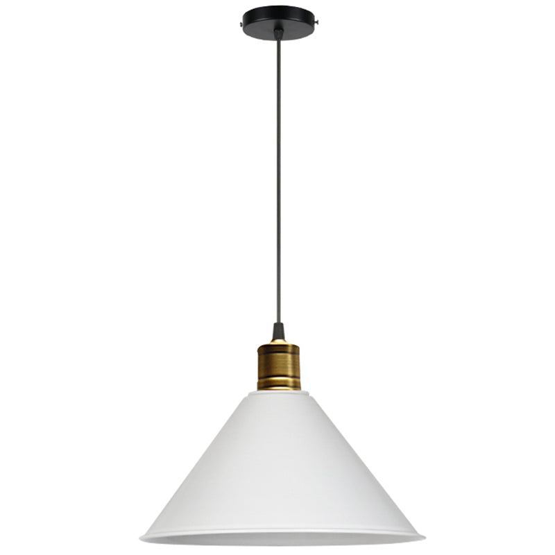 Metal Tapered Hanging Light Nordic Modern Style 1 Light Restaurant Ceiling Pendant Lamp White 16" Clearhalo 'Art Deco Pendants' 'Black' 'Cast Iron' 'Ceiling Lights' 'Ceramic' 'Crystal' 'Industrial Pendants' 'Industrial' 'Metal' 'Middle Century Pendants' 'Pendant Lights' 'Pendants' 'Rustic Pendants' 'Tiffany' Lighting' 2588770