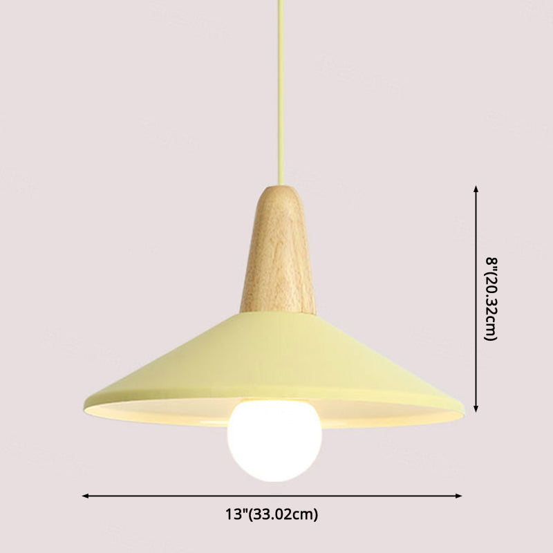 Metal 1 Light Hanging Light Nordic Style Restaurant Ceiling Pendant Lamp with Wooden Top Clearhalo 'Ceiling Lights' 'Modern Pendants' 'Modern' 'Pendant Lights' 'Pendants' Lighting' 2588799