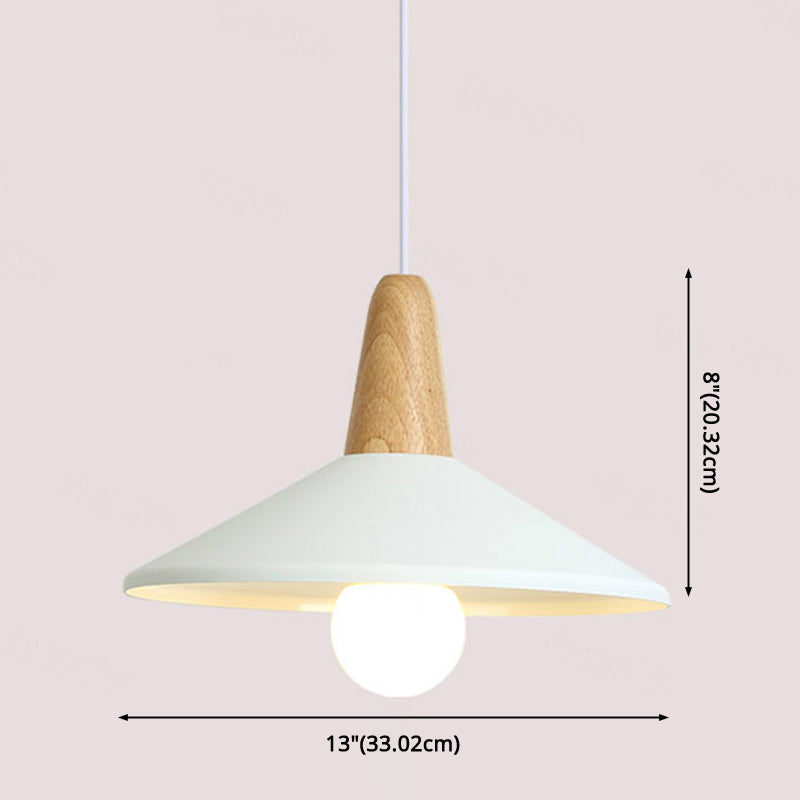 Metal 1 Light Hanging Light Nordic Style Restaurant Ceiling Pendant Lamp with Wooden Top Clearhalo 'Ceiling Lights' 'Modern Pendants' 'Modern' 'Pendant Lights' 'Pendants' Lighting' 2588801
