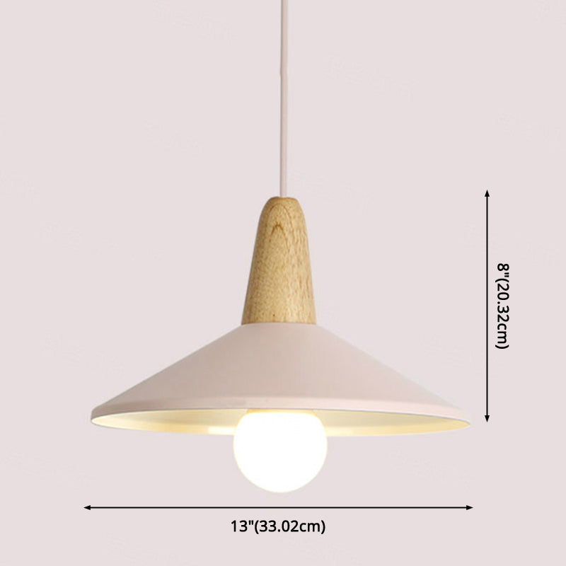 Metal 1 Light Hanging Light Nordic Style Restaurant Ceiling Pendant Lamp with Wooden Top Clearhalo 'Ceiling Lights' 'Modern Pendants' 'Modern' 'Pendant Lights' 'Pendants' Lighting' 2588813