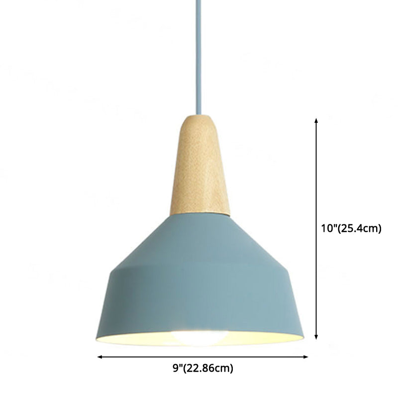 Metal 1 Light Hanging Light Nordic Style Restaurant Ceiling Pendant Lamp with Wooden Top Clearhalo 'Ceiling Lights' 'Modern Pendants' 'Modern' 'Pendant Lights' 'Pendants' Lighting' 2588815