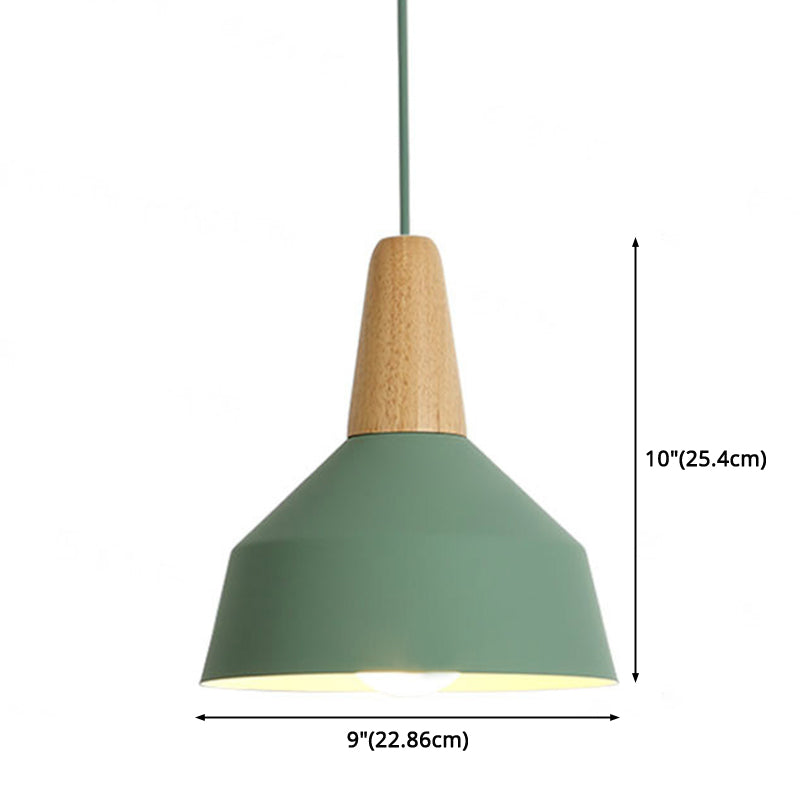 Metal 1 Light Hanging Light Nordic Style Restaurant Ceiling Pendant Lamp with Wooden Top Clearhalo 'Ceiling Lights' 'Modern Pendants' 'Modern' 'Pendant Lights' 'Pendants' Lighting' 2588816