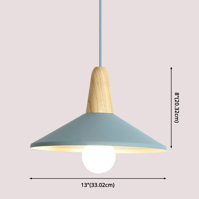 Metal 1 Light Hanging Light Nordic Style Restaurant Ceiling Pendant Lamp with Wooden Top Clearhalo 'Ceiling Lights' 'Modern Pendants' 'Modern' 'Pendant Lights' 'Pendants' Lighting' 2588817