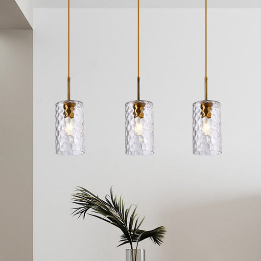 1 Light Cylinder Pendant Lamp Modern Minimalist Ripple Glass Hanging Lamp for Dining Room Clearhalo 'Ceiling Lights' 'Modern Pendants' 'Modern' 'Pendant Lights' 'Pendants' Lighting' 2588823