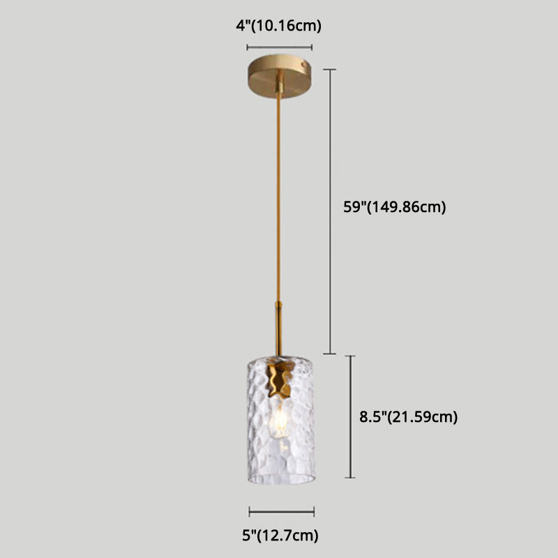 1 Light Cylinder Pendant Lamp Modern Minimalist Ripple Glass Hanging Lamp for Dining Room Clearhalo 'Ceiling Lights' 'Modern Pendants' 'Modern' 'Pendant Lights' 'Pendants' Lighting' 2588827