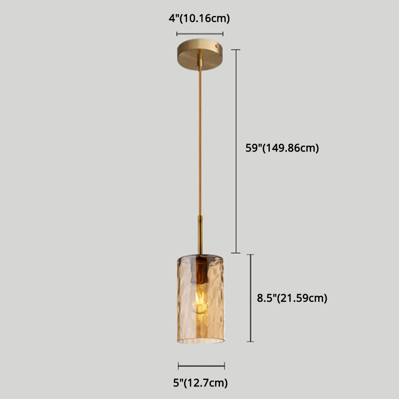 1 Light Cylinder Pendant Lamp Modern Minimalist Ripple Glass Hanging Lamp for Dining Room Clearhalo 'Ceiling Lights' 'Modern Pendants' 'Modern' 'Pendant Lights' 'Pendants' Lighting' 2588828