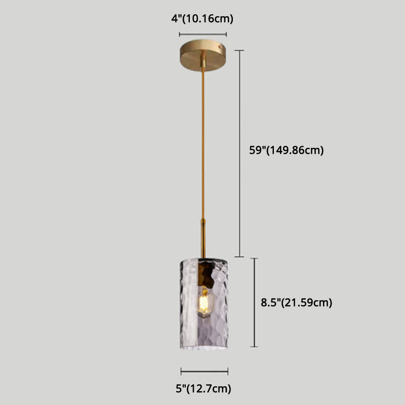 1 Light Cylinder Pendant Lamp Modern Minimalist Ripple Glass Hanging Lamp for Dining Room Clearhalo 'Ceiling Lights' 'Modern Pendants' 'Modern' 'Pendant Lights' 'Pendants' Lighting' 2588829