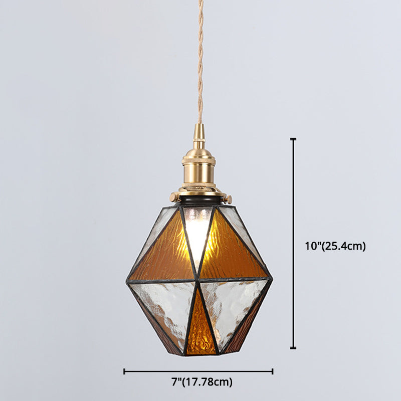 Icy Clear Glass Hanging Lamp Geometric 1 Light Tiffany-Style Pendant Light Fixture Clearhalo 'Ceiling Lights' 'Close To Ceiling Lights' 'Glass shade' 'Glass' 'Industrial' 'Middle Century Pendants' 'Pendant Lights' 'Pendants' 'Tiffany close to ceiling' 'Tiffany Pendants' 'Tiffany' Lighting' 2588879