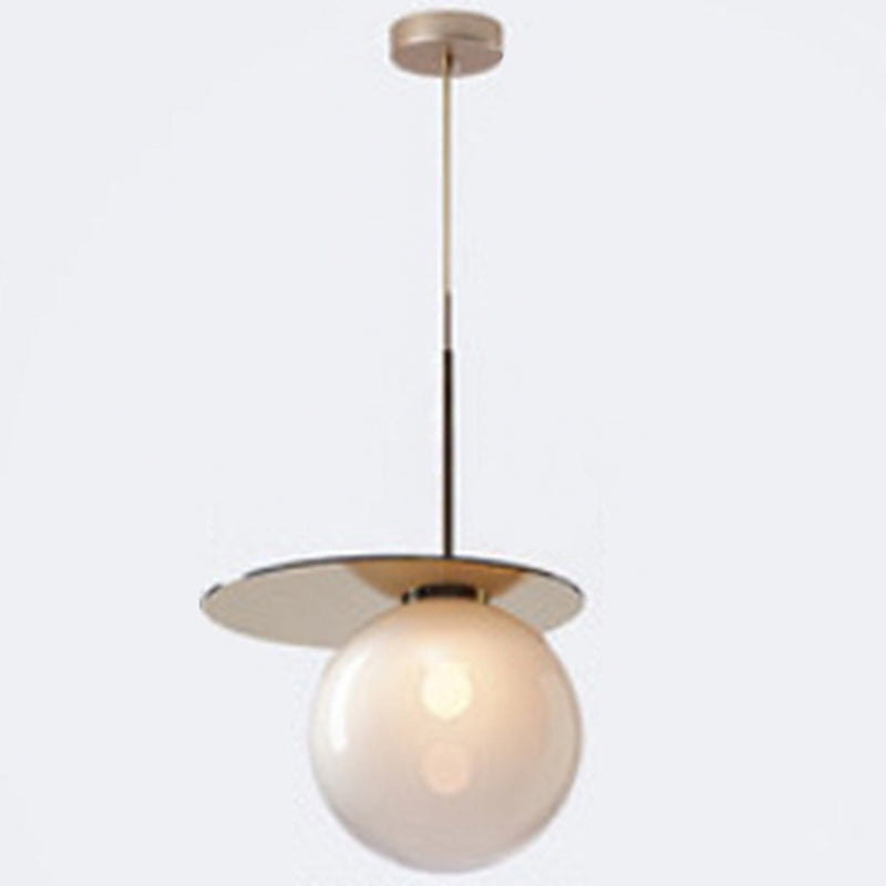 1 Light Spherical Pendant Light Modern Designer Glass Dining Room Hanging Lamp Cream Clearhalo 'Ceiling Lights' 'Glass shade' 'Glass' 'Modern Pendants' 'Modern' 'Pendant Lights' 'Pendants' Lighting' 2588927