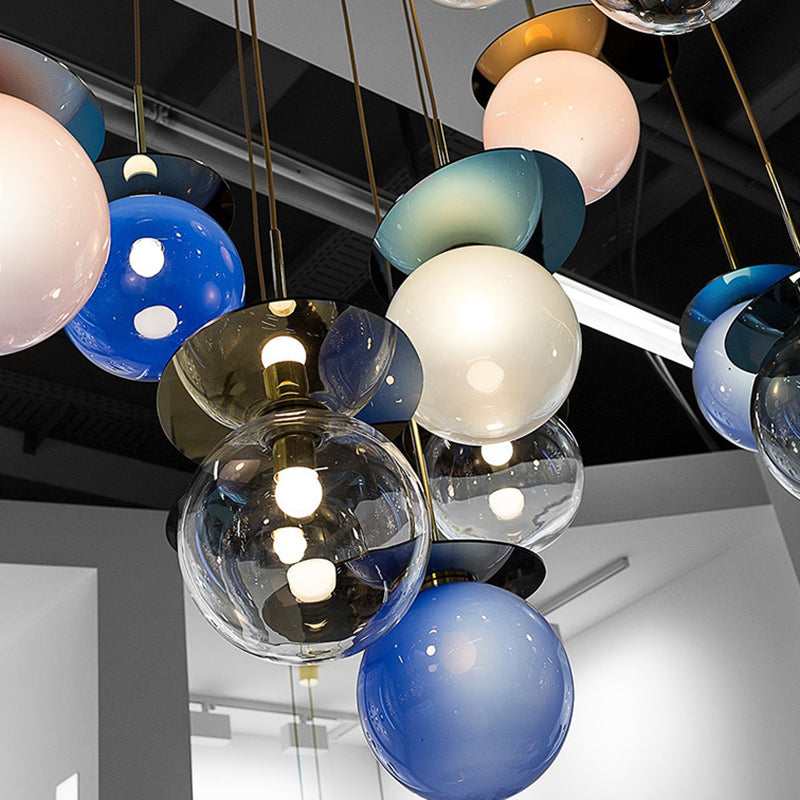 1 Light Spherical Pendant Light Modern Designer Glass Dining Room Hanging Lamp Clearhalo 'Ceiling Lights' 'Glass shade' 'Glass' 'Modern Pendants' 'Modern' 'Pendant Lights' 'Pendants' Lighting' 2588930