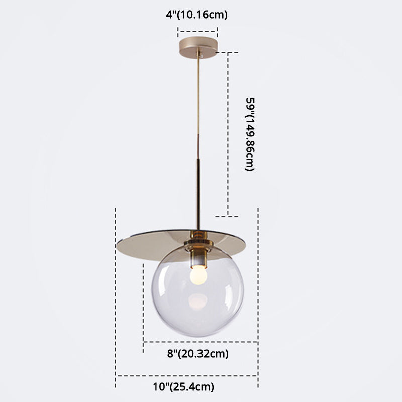 1 Light Spherical Pendant Light Modern Designer Glass Dining Room Hanging Lamp Clearhalo 'Ceiling Lights' 'Glass shade' 'Glass' 'Modern Pendants' 'Modern' 'Pendant Lights' 'Pendants' Lighting' 2588934