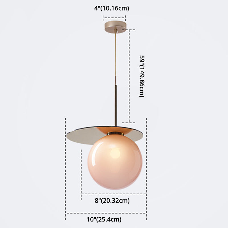 1 Light Spherical Pendant Light Modern Designer Glass Dining Room Hanging Lamp Clearhalo 'Ceiling Lights' 'Glass shade' 'Glass' 'Modern Pendants' 'Modern' 'Pendant Lights' 'Pendants' Lighting' 2588936