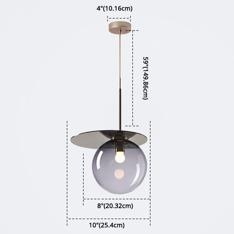 1 Light Spherical Pendant Light Modern Designer Glass Dining Room Hanging Lamp Clearhalo 'Ceiling Lights' 'Glass shade' 'Glass' 'Modern Pendants' 'Modern' 'Pendant Lights' 'Pendants' Lighting' 2588937