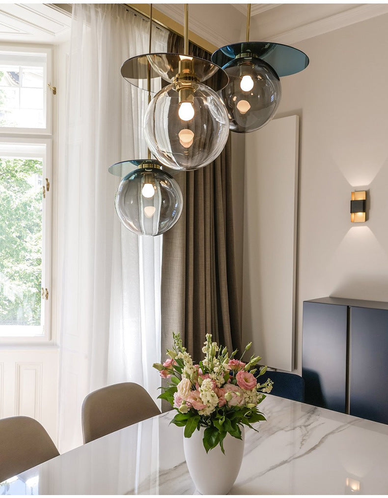 1 Light Spherical Pendant Light Modern Designer Glass Dining Room Hanging Lamp Clearhalo 'Ceiling Lights' 'Glass shade' 'Glass' 'Modern Pendants' 'Modern' 'Pendant Lights' 'Pendants' Lighting' 2588939