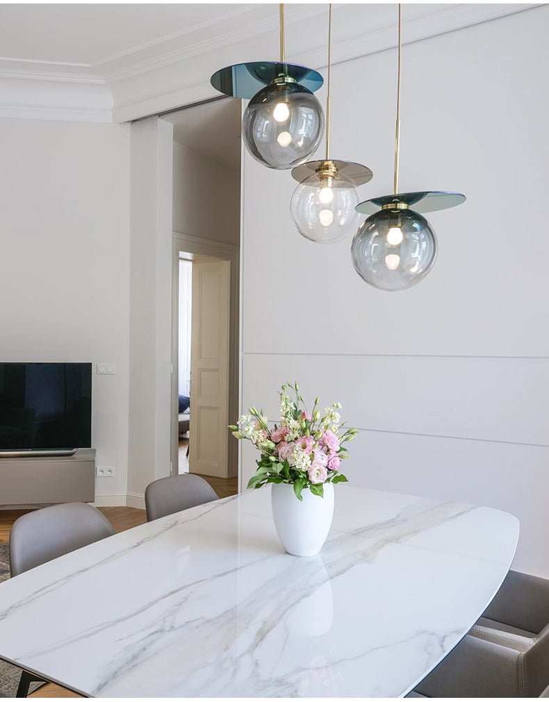 1 Light Spherical Pendant Light Modern Designer Glass Dining Room Hanging Lamp Clearhalo 'Ceiling Lights' 'Glass shade' 'Glass' 'Modern Pendants' 'Modern' 'Pendant Lights' 'Pendants' Lighting' 2588940