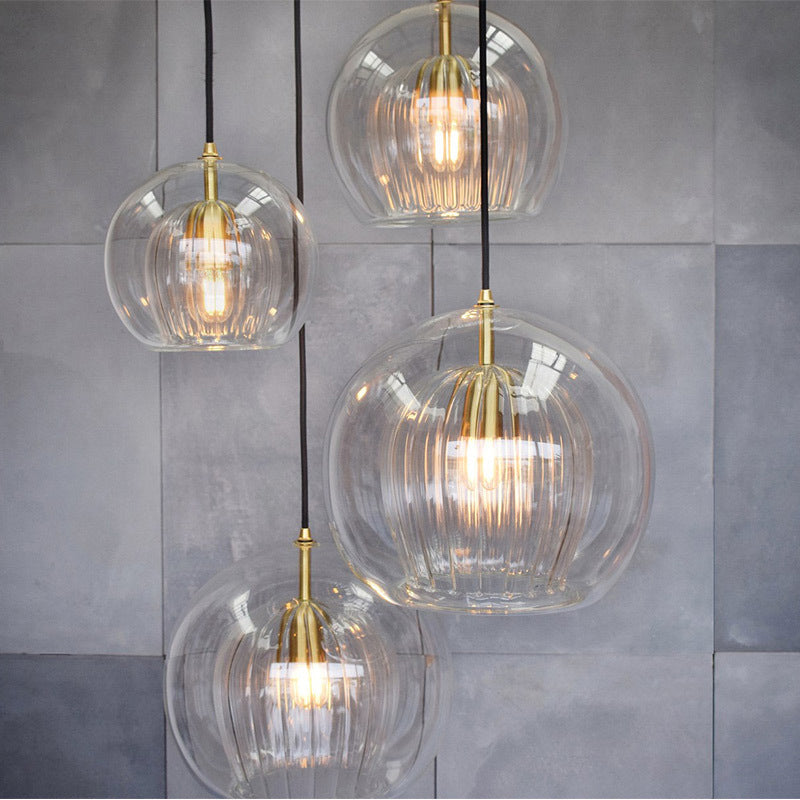 1 Light Globe Pendant Lamp Modern Clear Double Glass Hanging Lamp for Living Room Clearhalo 'Ceiling Lights' 'Glass shade' 'Glass' 'Modern Pendants' 'Modern' 'Pendant Lights' 'Pendants' Lighting' 2588981