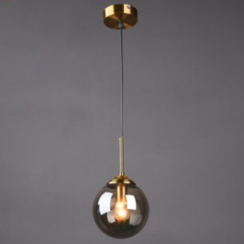 Post-Modern Minimalist Design Hanging Lamp 1 Light Globe Glass Shade Pendant Light Smoke Gray Clearhalo 'Ceiling Lights' 'Glass shade' 'Glass' 'Modern Pendants' 'Modern' 'Pendant Lights' 'Pendants' Lighting' 2588992