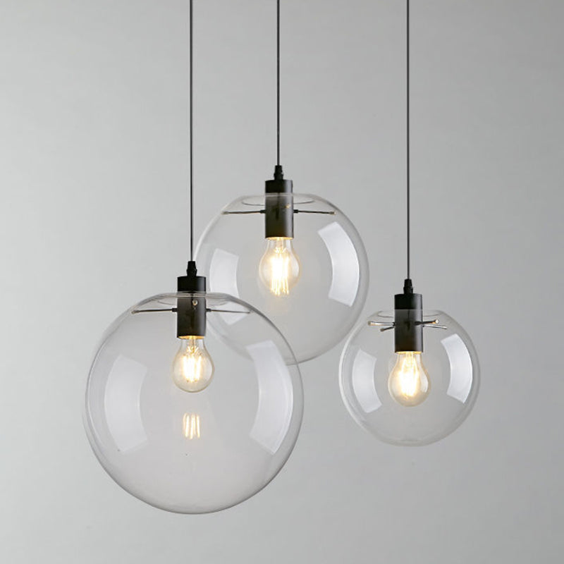 1 Light Spherical Pendant Light Modern Minimalist Clear Glass Dining Room Hanging Lamp Clearhalo 'Ceiling Lights' 'Glass shade' 'Glass' 'Modern Pendants' 'Modern' 'Pendant Lights' 'Pendants' Lighting' 2588995