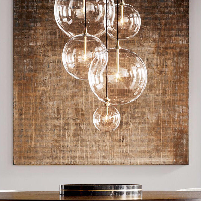 1 Light Spherical Pendant Light Modern Minimalist Clear Glass Dining Room Hanging Lamp Clearhalo 'Ceiling Lights' 'Glass shade' 'Glass' 'Modern Pendants' 'Modern' 'Pendant Lights' 'Pendants' Lighting' 2588997