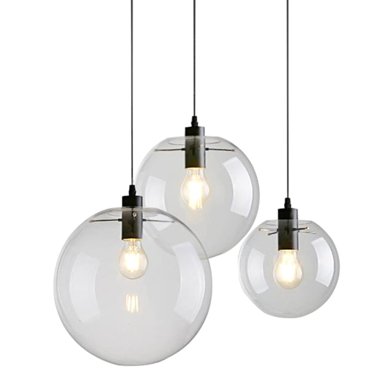 1 Light Spherical Pendant Light Modern Minimalist Clear Glass Dining Room Hanging Lamp Clearhalo 'Ceiling Lights' 'Glass shade' 'Glass' 'Modern Pendants' 'Modern' 'Pendant Lights' 'Pendants' Lighting' 2588999