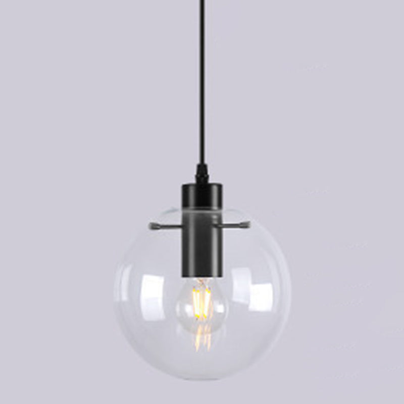 1 Light Spherical Pendant Light Modern Minimalist Clear Glass Dining Room Hanging Lamp Black Clearhalo 'Ceiling Lights' 'Glass shade' 'Glass' 'Modern Pendants' 'Modern' 'Pendant Lights' 'Pendants' Lighting' 2589000
