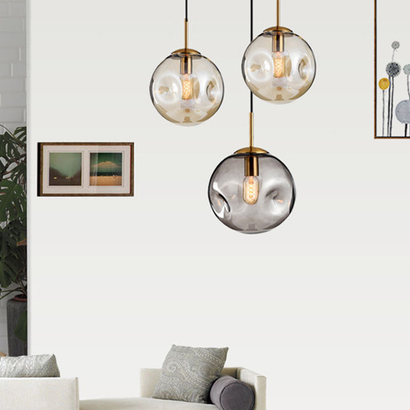 1 Light Spherical Pendant Light Modern Hand-blown Glass Shade Hanging Lamp Clearhalo 'Ceiling Lights' 'Glass shade' 'Glass' 'Modern Pendants' 'Modern' 'Pendant Lights' 'Pendants' Lighting' 2589002