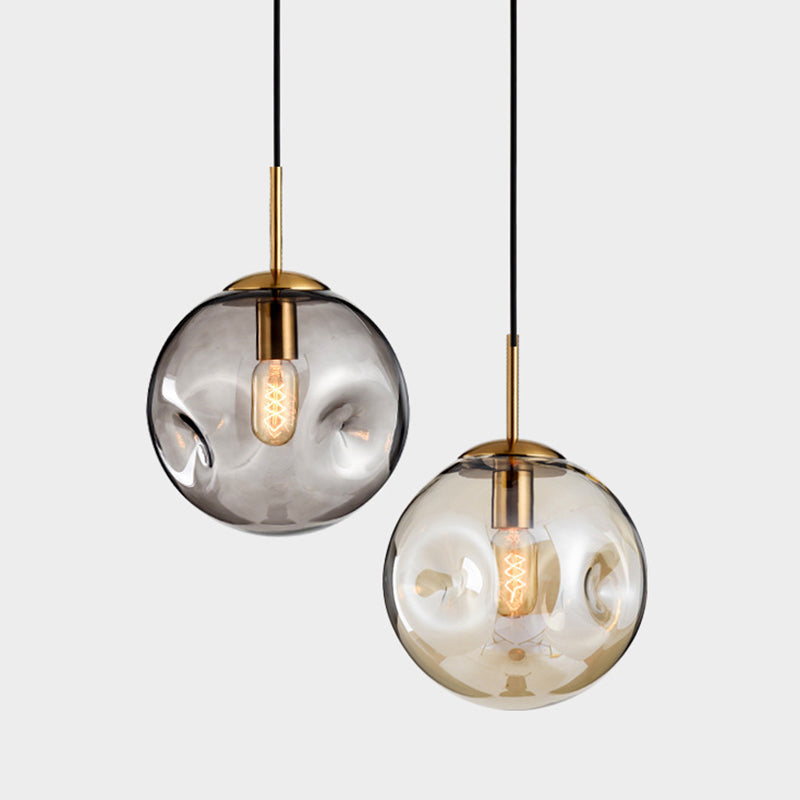 1 Light Spherical Pendant Light Modern Hand-blown Glass Shade Hanging Lamp Clearhalo 'Ceiling Lights' 'Glass shade' 'Glass' 'Modern Pendants' 'Modern' 'Pendant Lights' 'Pendants' Lighting' 2589003
