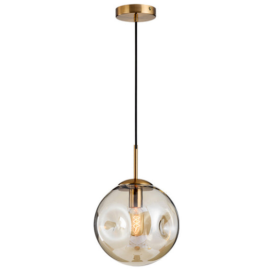 1 Light Spherical Pendant Light Modern Hand-blown Glass Shade Hanging Lamp Clearhalo 'Ceiling Lights' 'Glass shade' 'Glass' 'Modern Pendants' 'Modern' 'Pendant Lights' 'Pendants' Lighting' 2589006