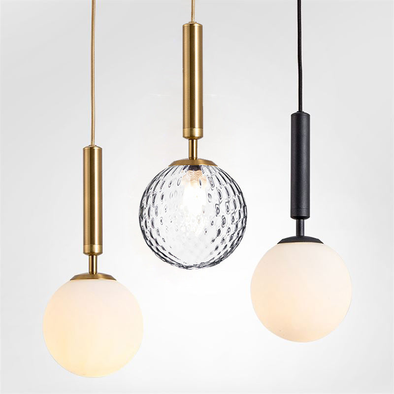 Mid-Century Design Globe Hanging Lamp Glass Shade 1 Light Pendant Light for Bedroom Clearhalo 'Ceiling Lights' 'Glass shade' 'Glass' 'Modern Pendants' 'Modern' 'Pendant Lights' 'Pendants' Lighting' 2589043