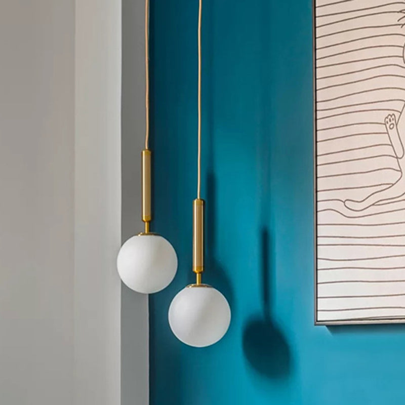 Mid-Century Design Globe Hanging Lamp Glass Shade 1 Light Pendant Light for Bedroom Clearhalo 'Ceiling Lights' 'Glass shade' 'Glass' 'Modern Pendants' 'Modern' 'Pendant Lights' 'Pendants' Lighting' 2589054