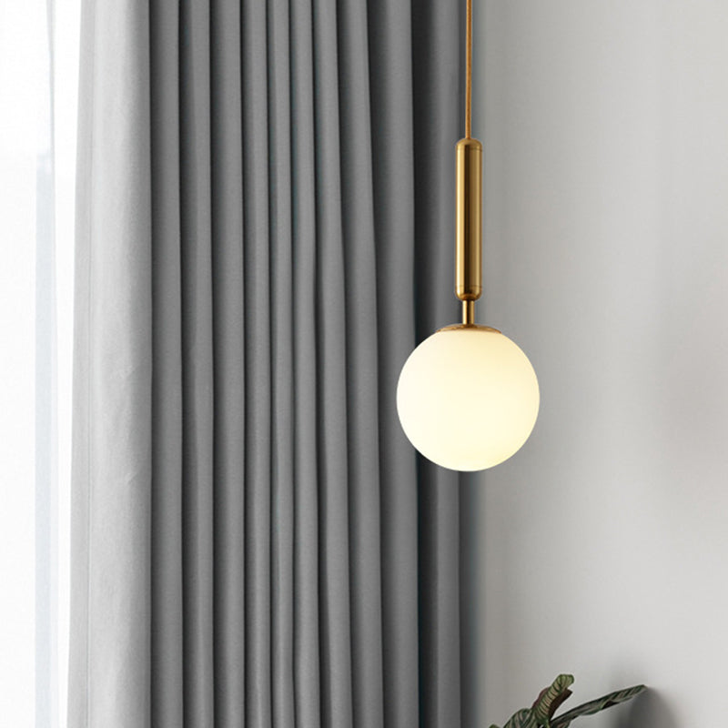 Mid-Century Design Globe Hanging Lamp Glass Shade 1 Light Pendant Light for Bedroom Clearhalo 'Ceiling Lights' 'Glass shade' 'Glass' 'Modern Pendants' 'Modern' 'Pendant Lights' 'Pendants' Lighting' 2589055
