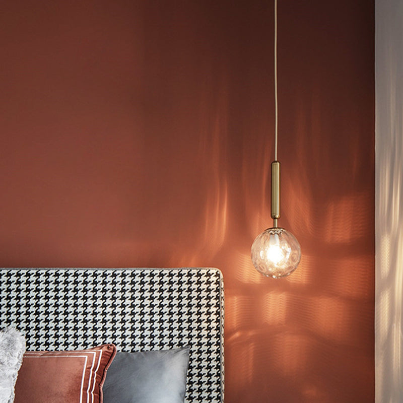 Mid-Century Design Globe Hanging Lamp Glass Shade 1 Light Pendant Light for Bedroom Clearhalo 'Ceiling Lights' 'Glass shade' 'Glass' 'Modern Pendants' 'Modern' 'Pendant Lights' 'Pendants' Lighting' 2589056