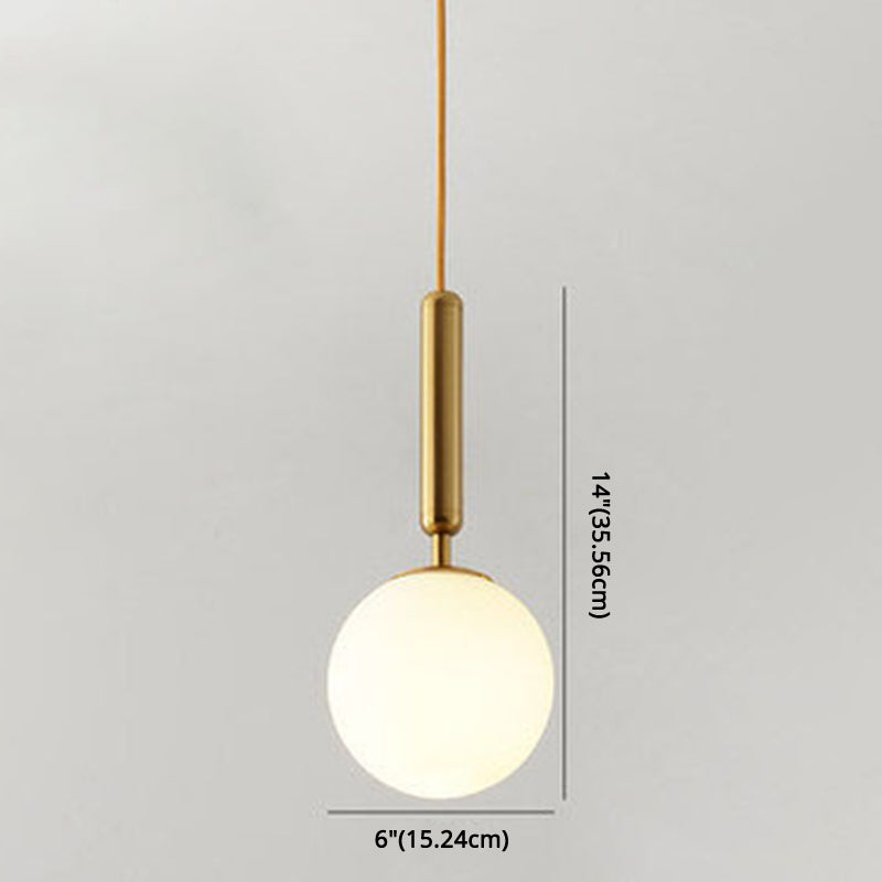 Mid-Century Design Globe Hanging Lamp Glass Shade 1 Light Pendant Light for Bedroom Clearhalo 'Ceiling Lights' 'Glass shade' 'Glass' 'Modern Pendants' 'Modern' 'Pendant Lights' 'Pendants' Lighting' 2589063