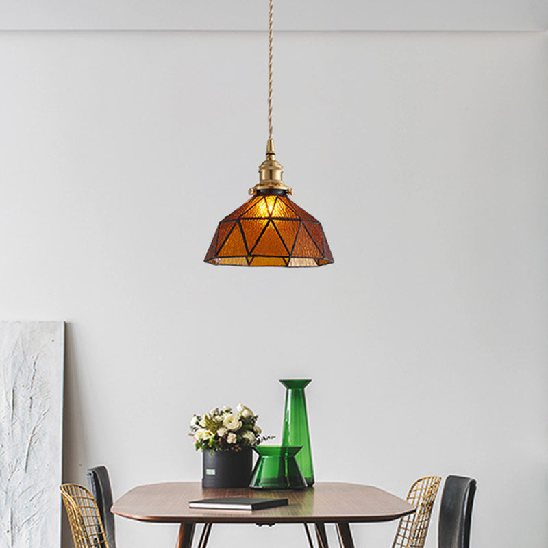 Icy Clear Glass Hanging Lamp Geometric Pattern Bowl Tiffany-Style Pendant Light Fixture Clearhalo 'Ceiling Lights' 'Glass shade' 'Glass' 'Modern Pendants' 'Modern' 'Pendant Lights' 'Pendants' Lighting' 2589068