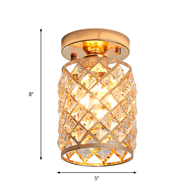 Crystal Pineapple Mini Semi Flush Ceiling Light Minimalist 1 Bulb Corridor Ceiling Lighting in Gold Clearhalo 'Ceiling Lights' 'Close To Ceiling Lights' 'Close to ceiling' 'Flush mount' Lighting' 258907