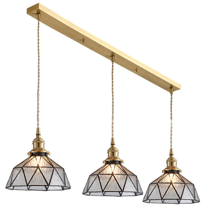 Icy Clear Glass Hanging Lamp Geometric Pattern Bowl Tiffany-Style Pendant Light Fixture 3 Clear Clearhalo 'Ceiling Lights' 'Glass shade' 'Glass' 'Modern Pendants' 'Modern' 'Pendant Lights' 'Pendants' Lighting' 2589070